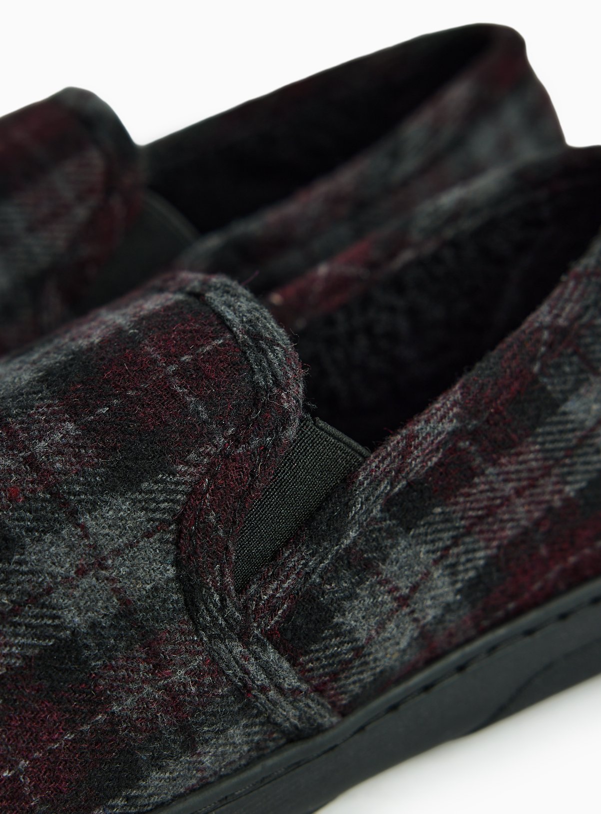 Burgundy Check Borg Full Slippers 9 - Image 3 thumbnail